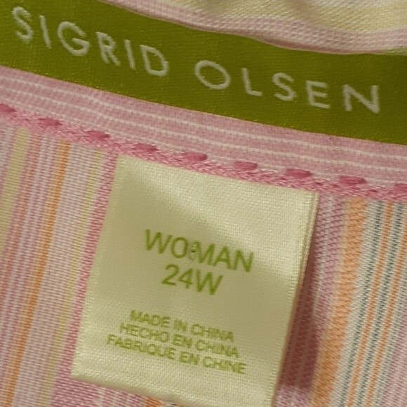 Silk shirt  new $104 sigrid olsen 24w 3x blouse top pink striped career luxury - Picture 4 of 6